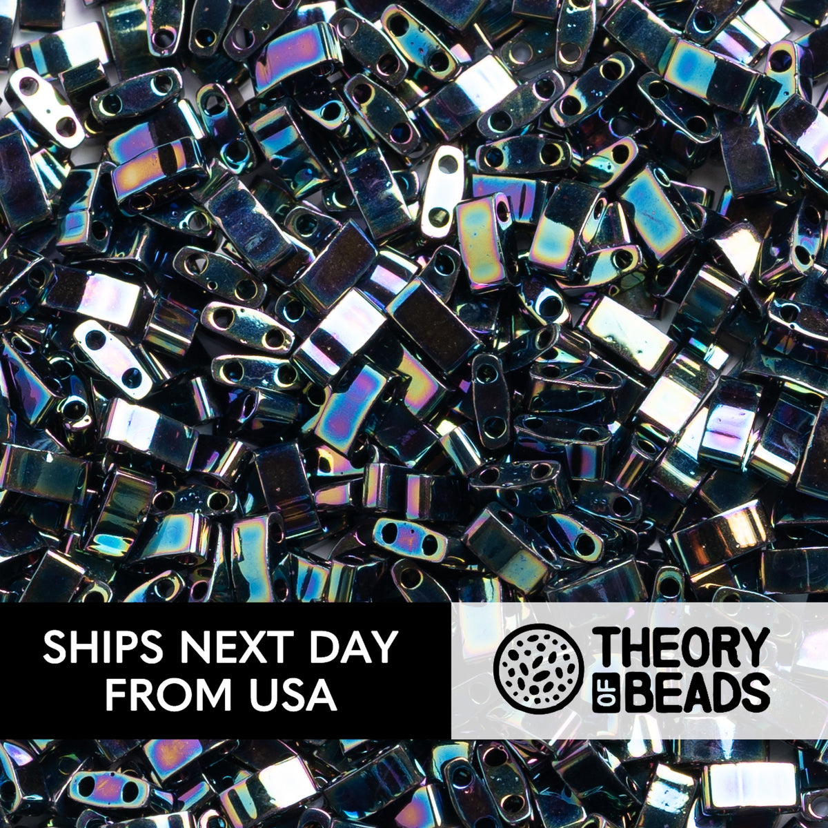 Metallic Blue Iris Half Miyuki Tila Beads