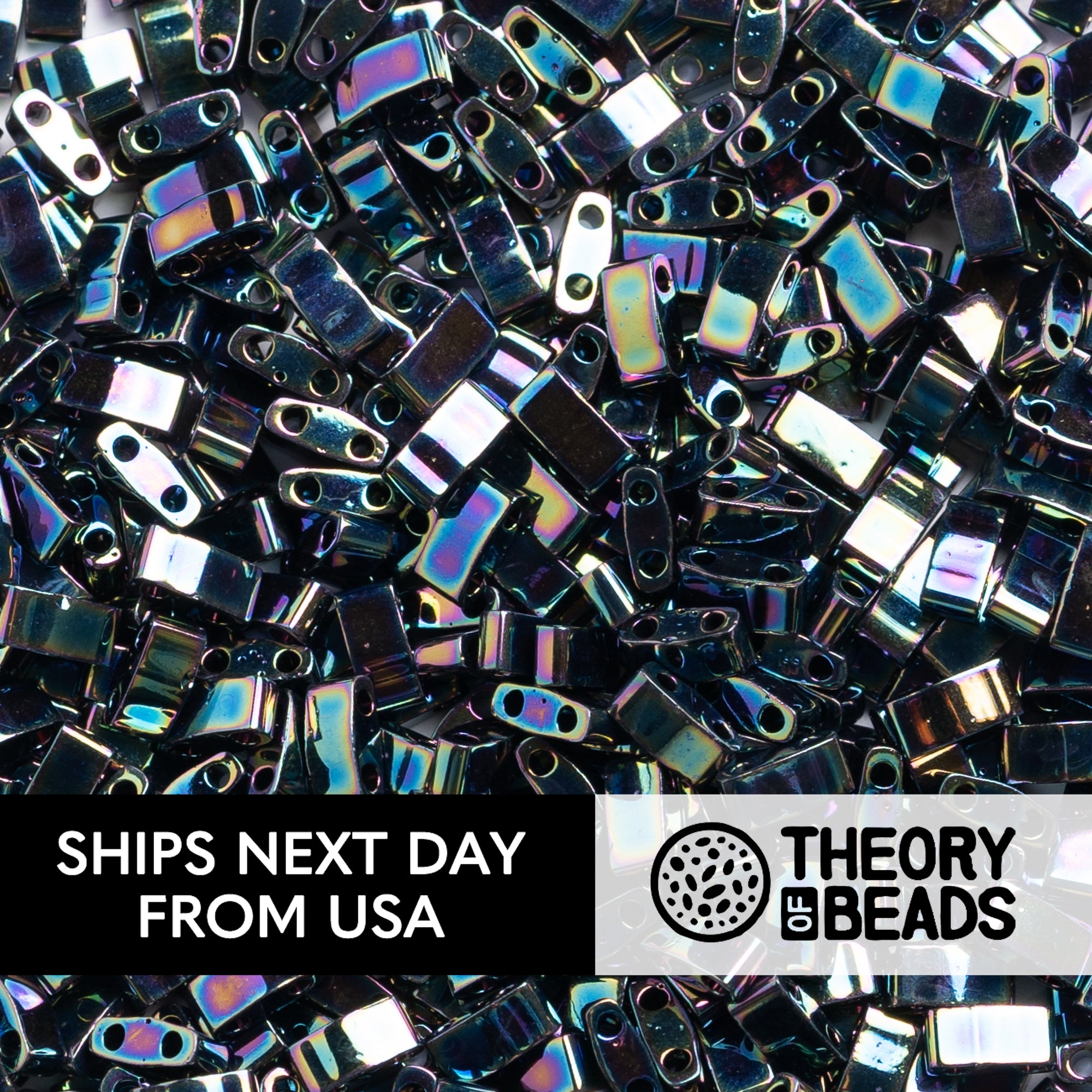 Metallic Blue Iris Half Miyuki Tila Beads