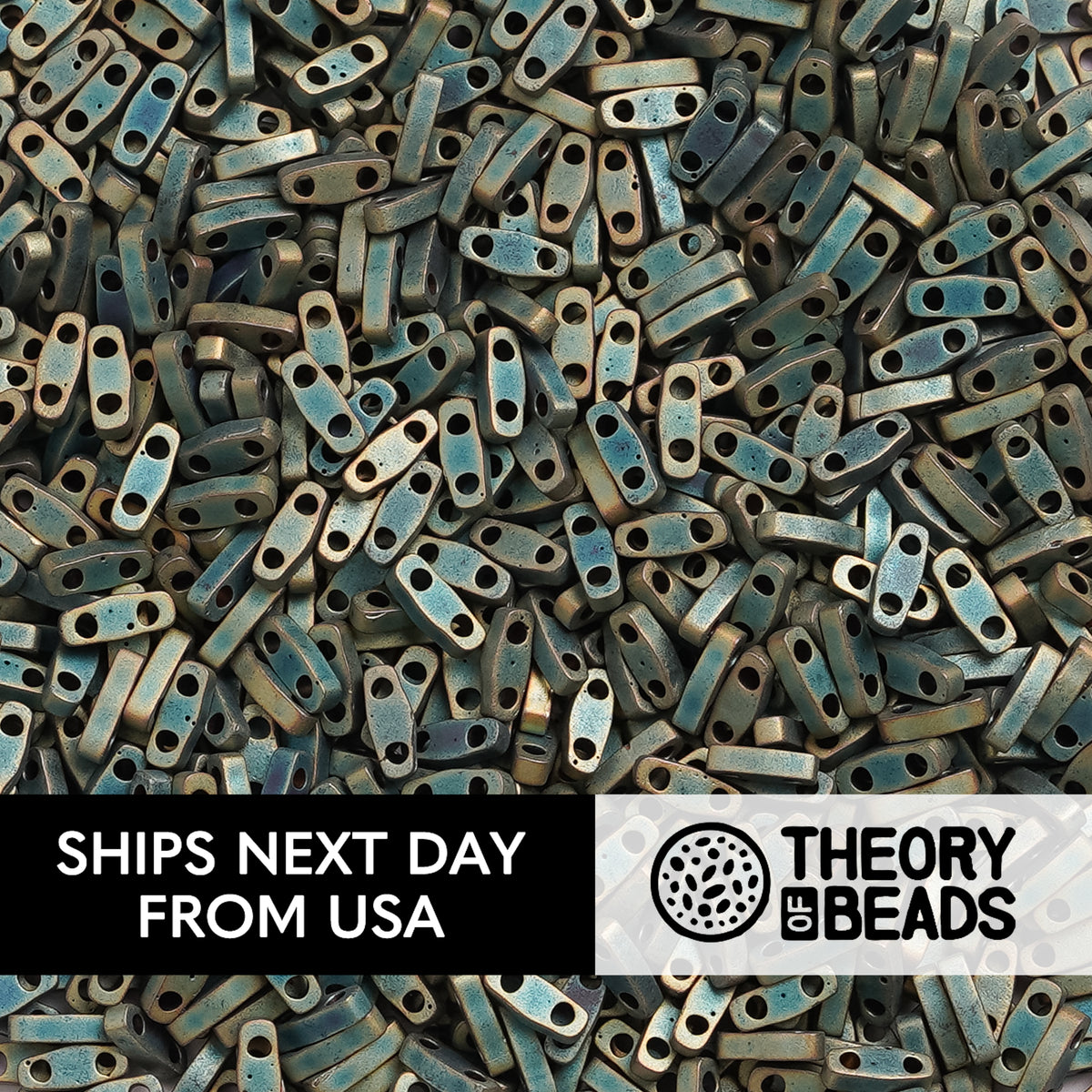 Meteorites Green Patina Quarter Miyuki Tila Beads