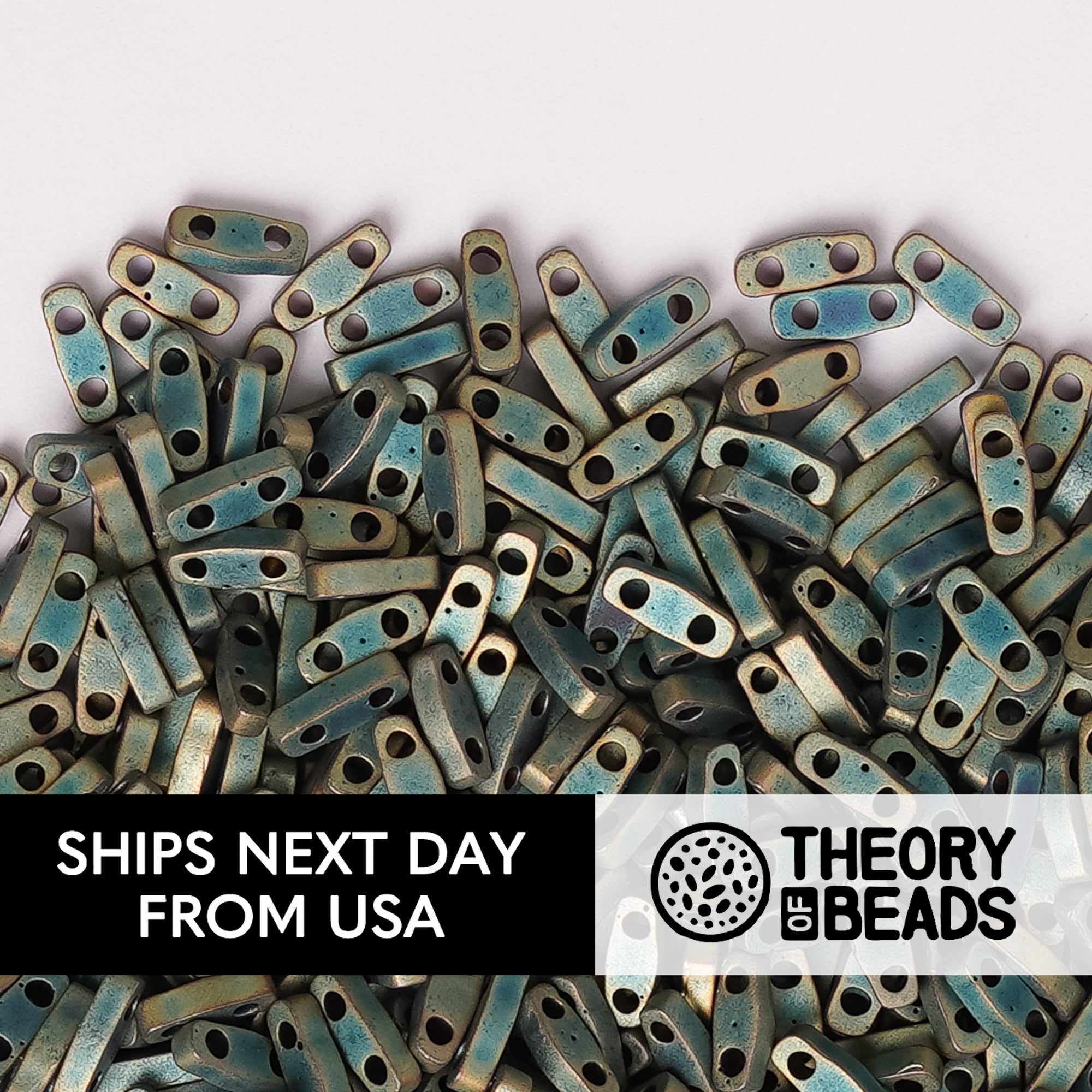 Meteorites Green Patina Quarter Miyuki Tila Beads